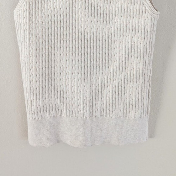 Vtg Wainscott Sleeveless Cable Knit Turtleneck Sweater M Minimalist Quiet Luxury - Picture 6 of 6
